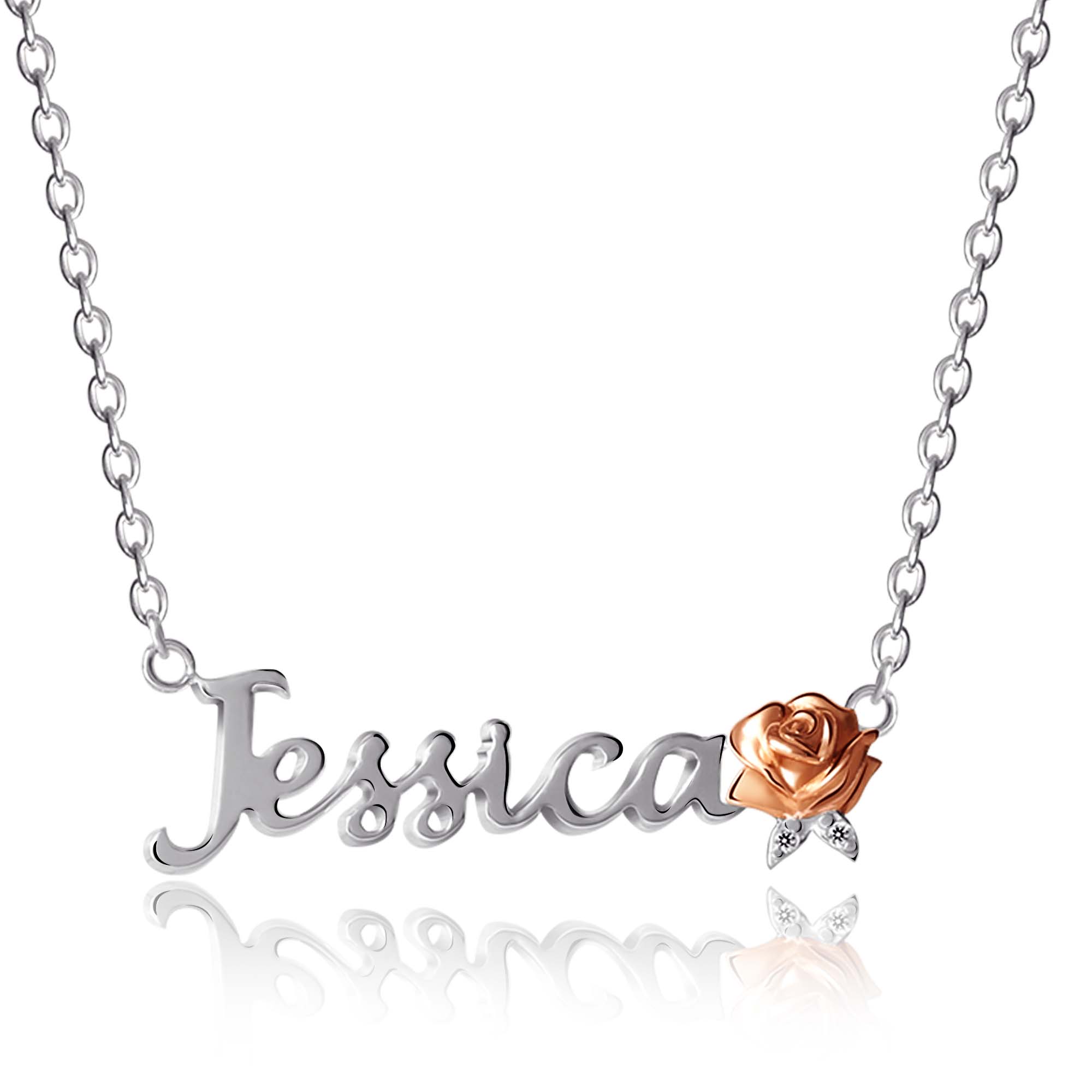 Disney Princess Beauty and the Beast Rose Custom Name Necklace