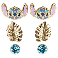Disney Lilo and Stitch Gold flash plated 3 Piece Stud Set
