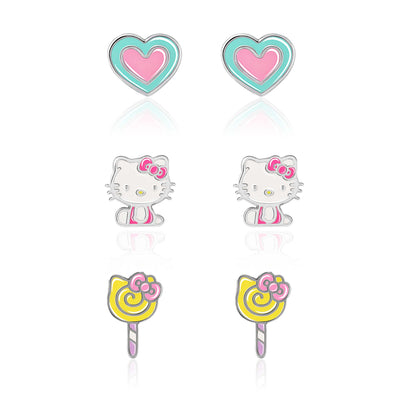 Hello Kitty 3 Piece Icon Enamel Stud Earring Set