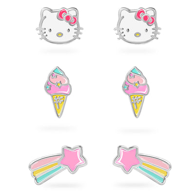 Hello Kitty 3 Piece Enamel Stud Earring Set