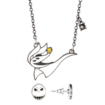 Disney The Nightmare Before Christmas Zero and Jack Earring and Necklace Set