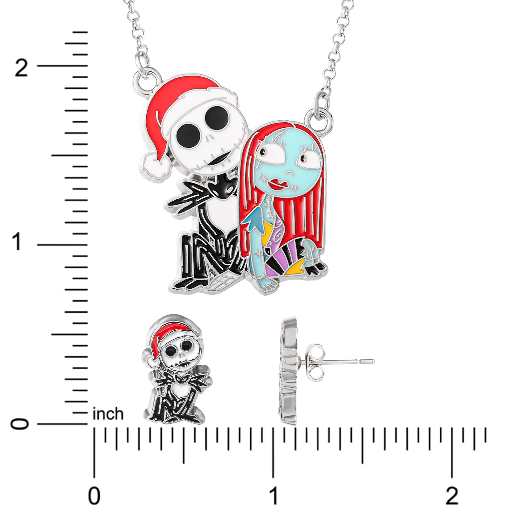 Disney The Nightmare Before Christmas Jack and Sally Earring and Necklace Set