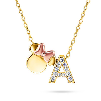Image of a Limited-Edition Disney Minnie Mouse Initial Necklace with the letter A attached
