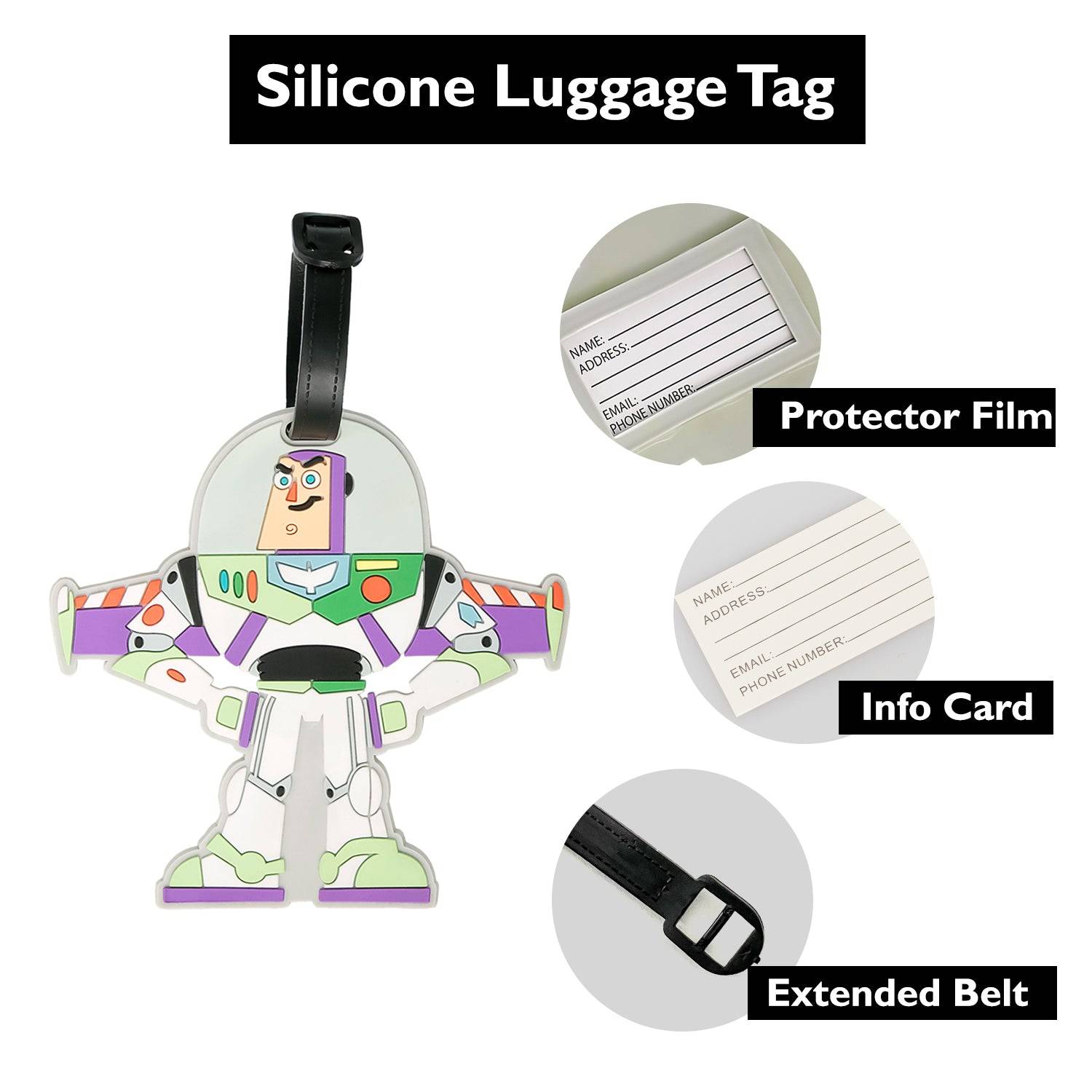 Disney Toy Story Buzz Lightyear and Rex PVC Luggage Tags - Sallyrose