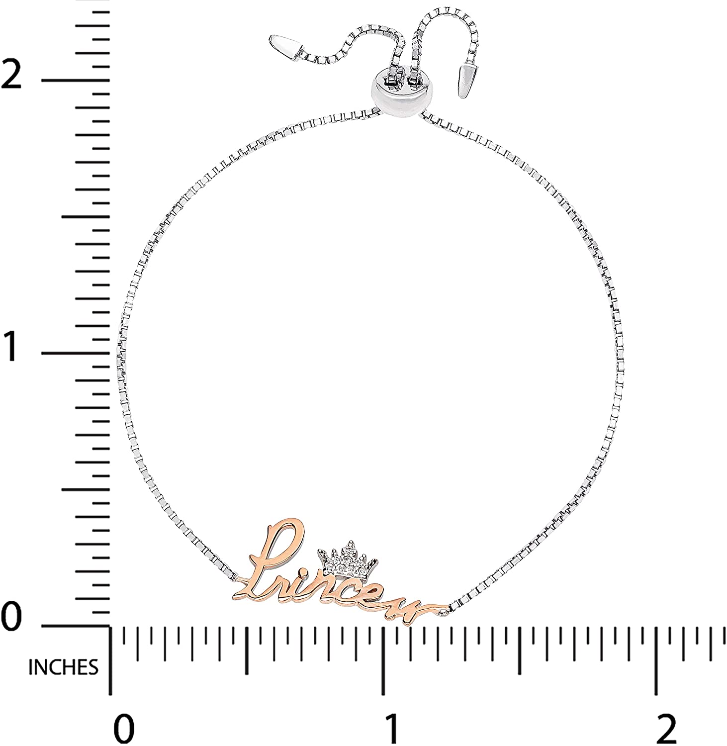 Disney Princess Sterling Silver Cubic Zirconia Tiara Adjustable Lariat Bracelet - Sallyrose