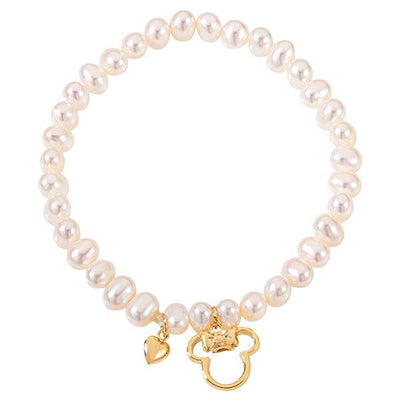 Minnie Mouse 14K Gold Stretch Pearl Bracelet - Sallyrose