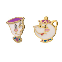 Disney Chip & Mrs. Potts Sterling Silver Mismatched Earrings - Sallyrose