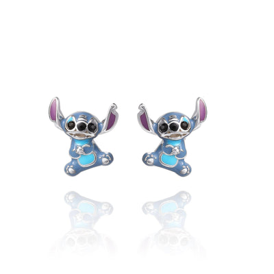 Disney Lilo and Stitch Sterling Silver 3D Blue Enamel Stud Earrings - Sallyrose