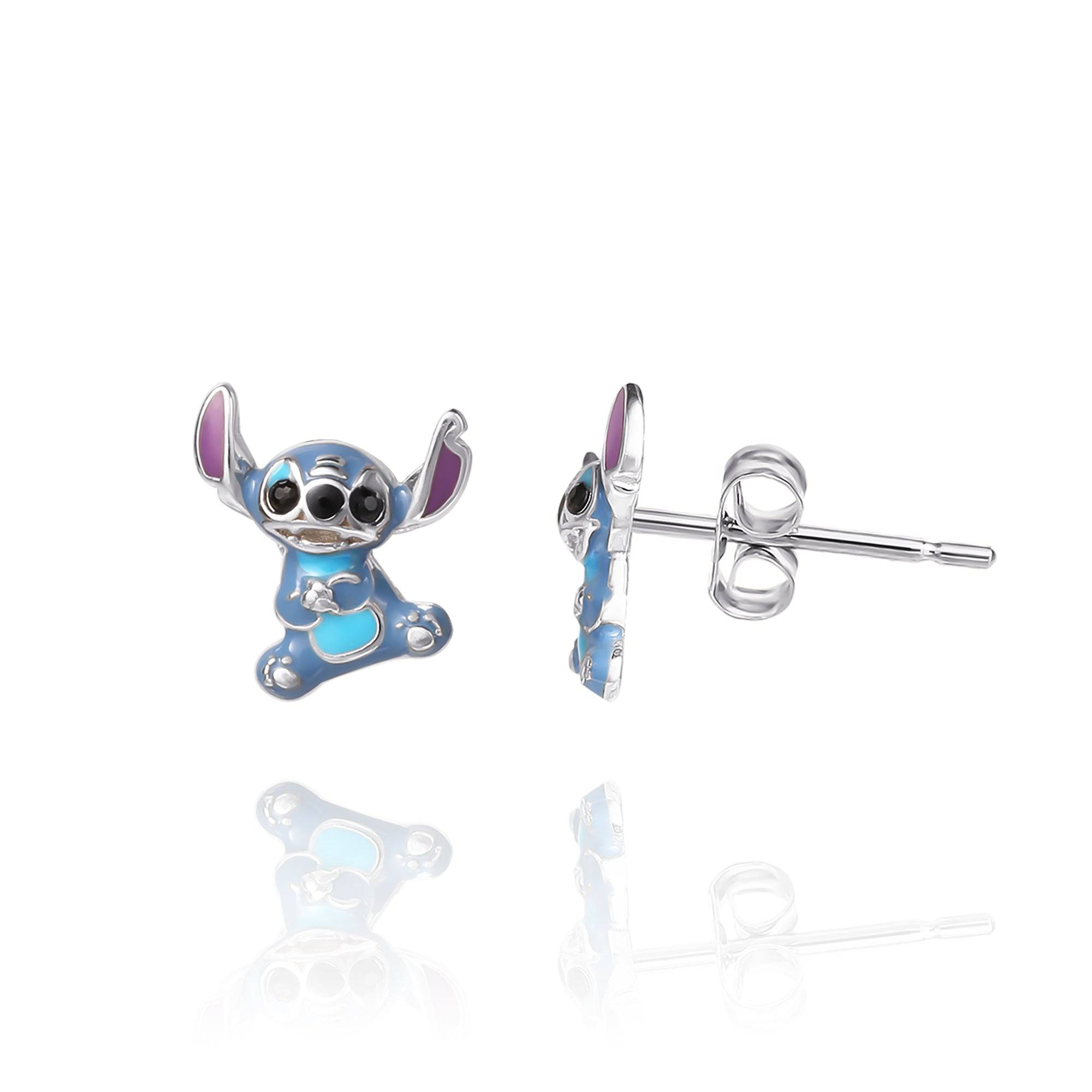 Disney Lilo and Stitch Sterling Silver 3D Blue Enamel Stud Earrings - Sallyrose