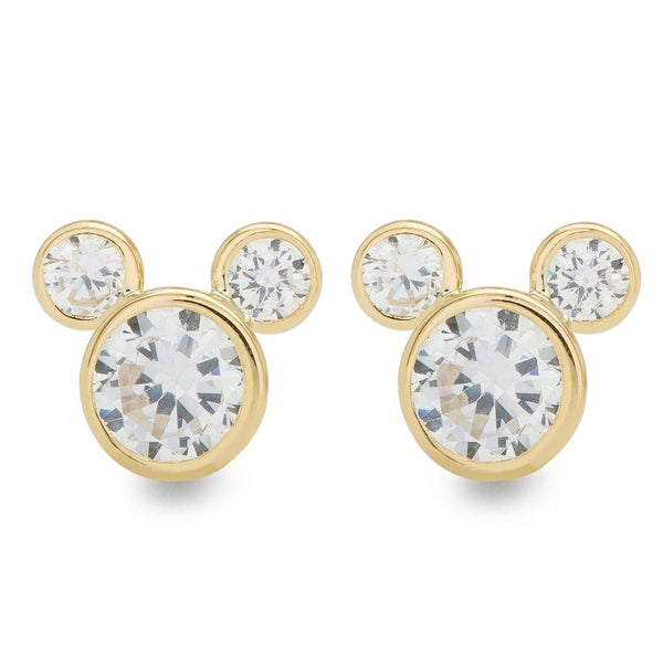 Round Shape Sparkling White Cubic Zirconia Bezel Set Dainty Small Mickey  Mouse Stud Earrings 14k Rose Gold Over Sterling Silver - Walmart.com