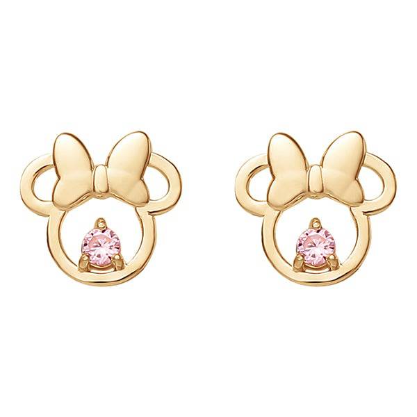 Disney Minnie Mouse 14K Gold CZ Gemstone Earrings - Sallyrose