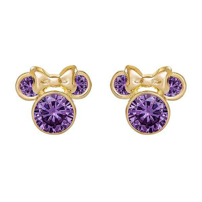 Disney Minnie Mouse 14K Gold CZ Purple Earrings - Sallyrose