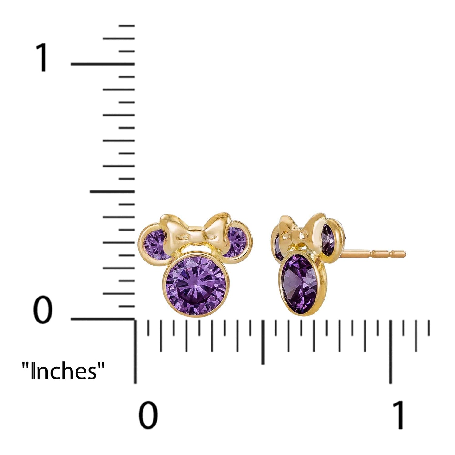 Disney Minnie Mouse 14K Gold CZ Purple Earrings - Sallyrose