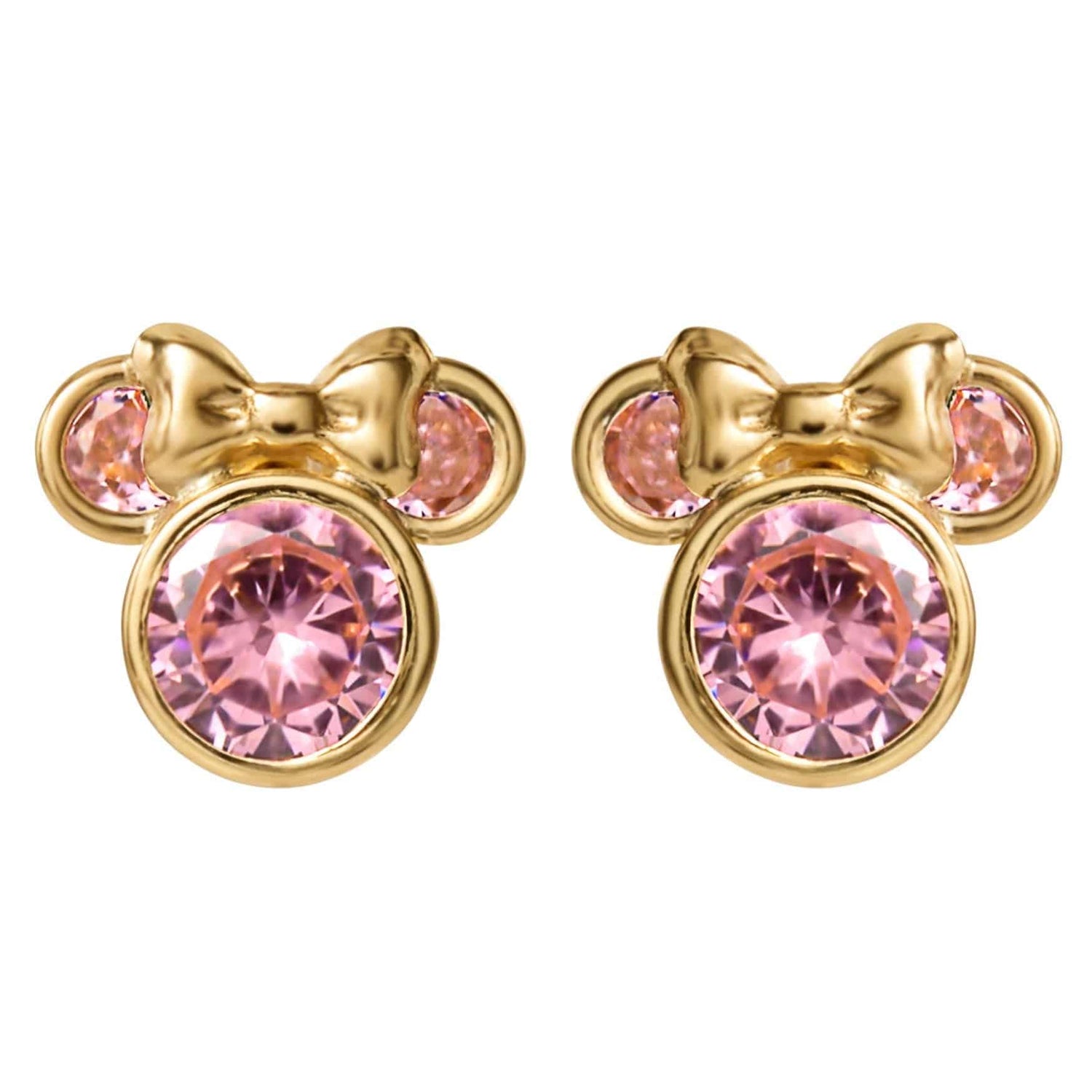 Disney Minnie Mouse 14K Gold Pink Earrings - Sallyrose