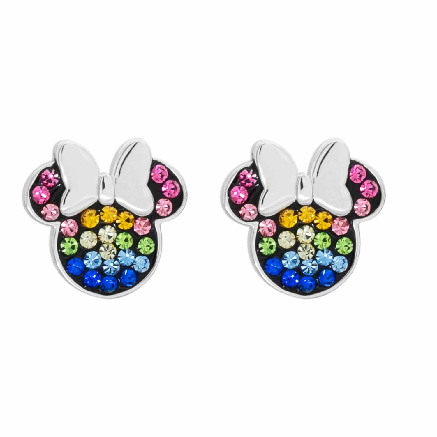 Disney Minnie Mouse Sterling Silver Rainbow Crystal Stud Earrings - Sallyrose