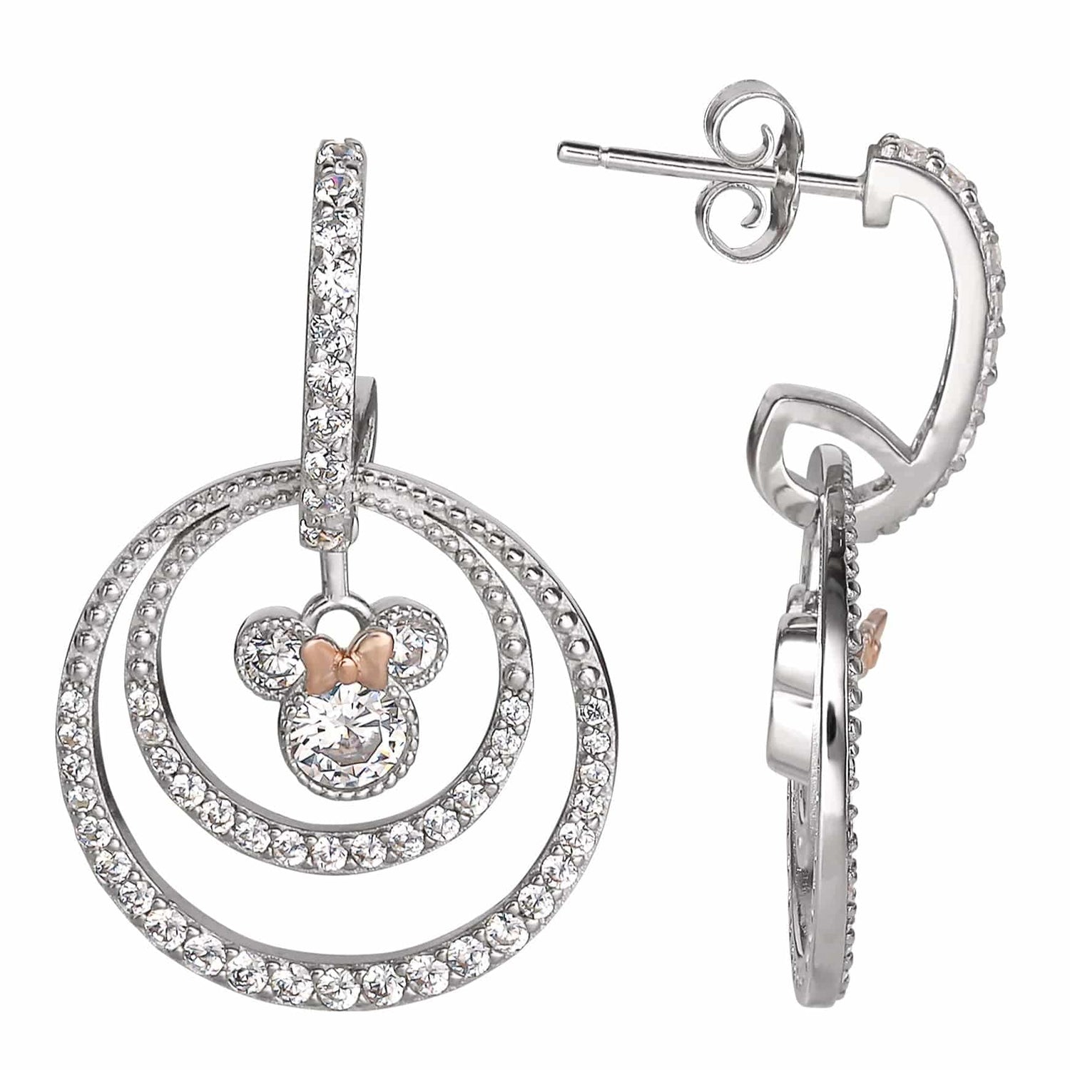 Disney Minnie Mouse Sterling Silver Sparkle Drop Earrings - Sallyrose