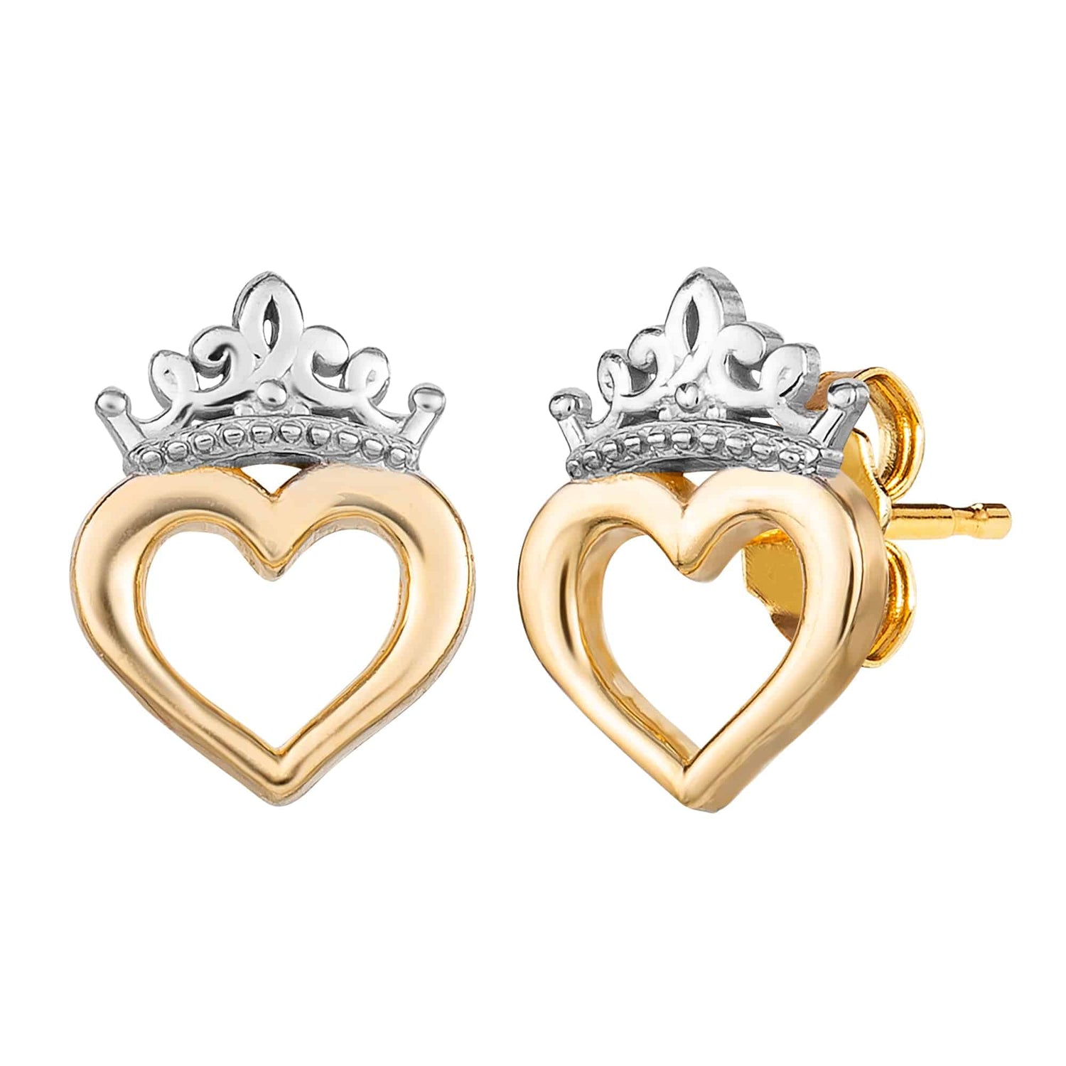 Disney Princess 14K Gold Crown Heart Earrings - Sallyrose
