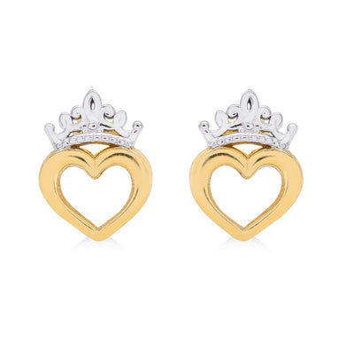 Disney Princess 14K Gold Crown Heart Earrings - Sallyrose