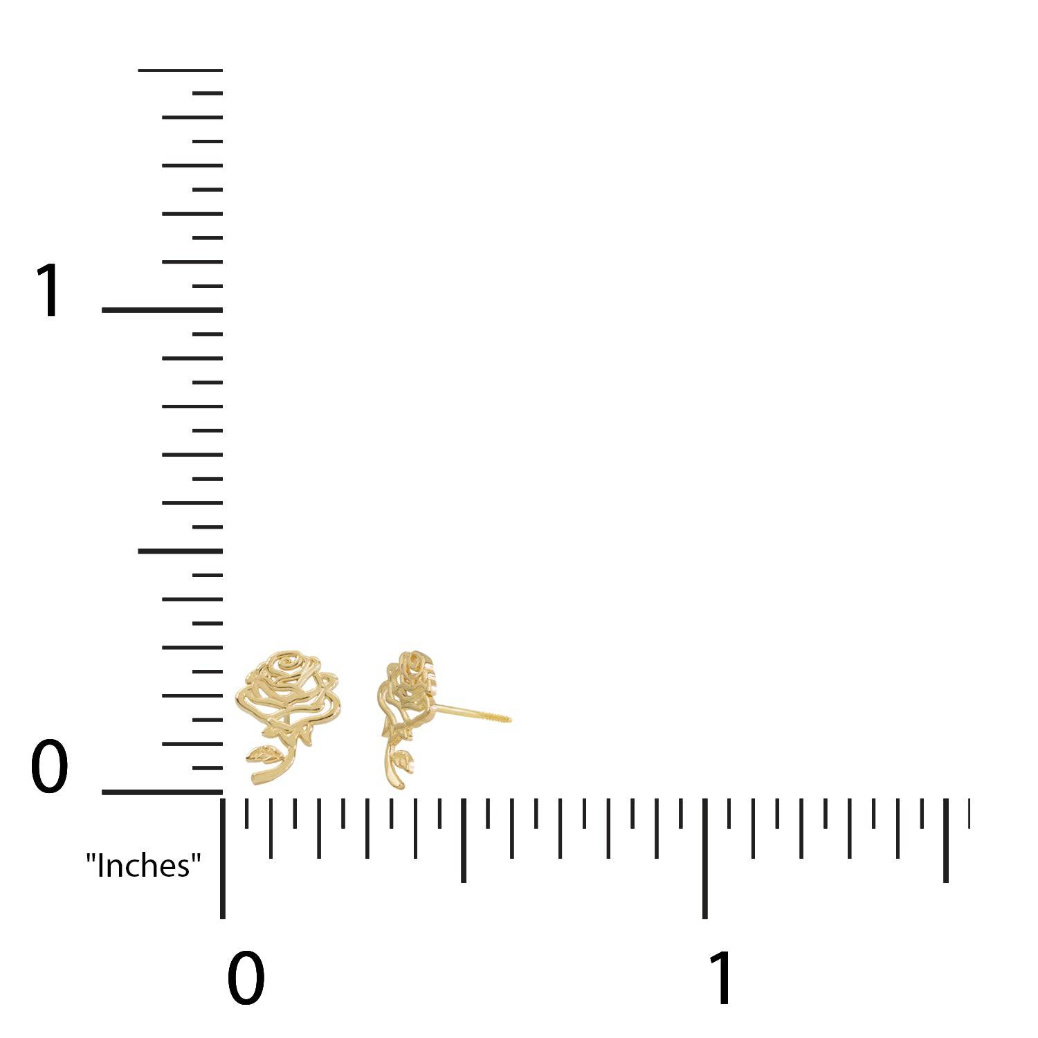 Disney Princess Beauty and the Beast 14K Gold Rose Outline Earrings - Sallyrose