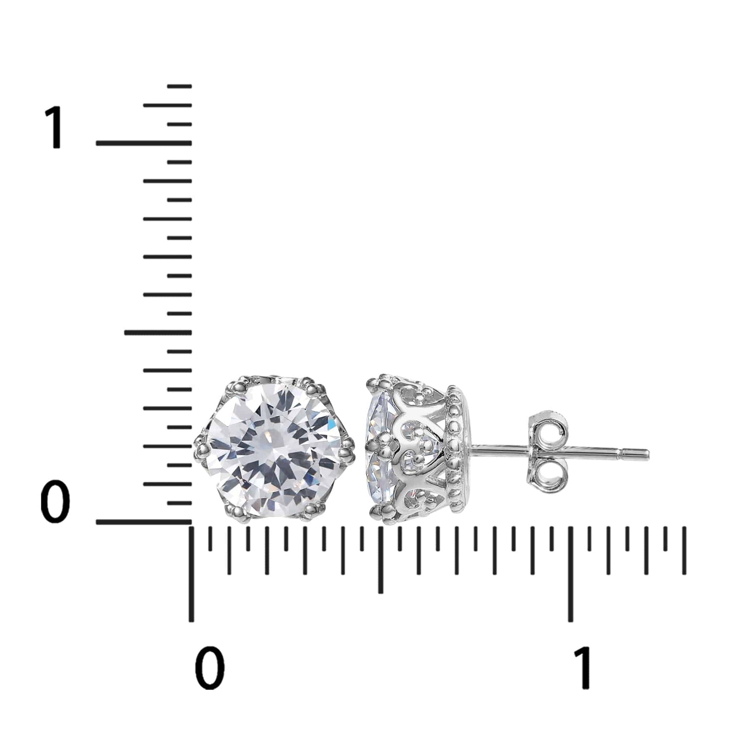 Disney Princess Sterling Silver Cubic Zirconia Crown Trim Stud Earrings - Sallyrose