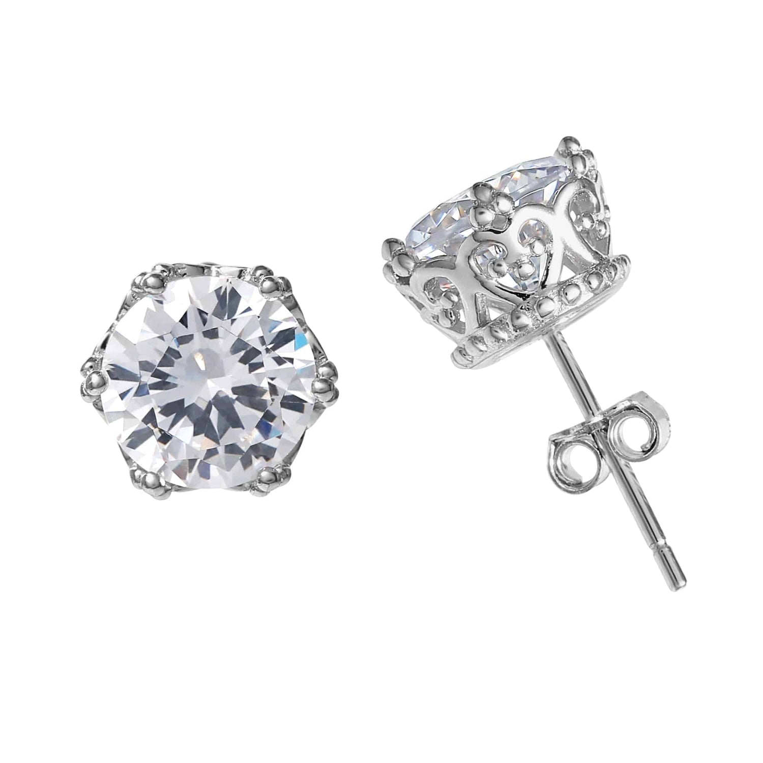Disney Princess Sterling Silver Cubic Zirconia Crown Trim Stud Earrings - Sallyrose