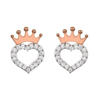 Disney Princess Sterling Silver Cubic Zirconia Heart Crown Stud Earrings - Sallyrose