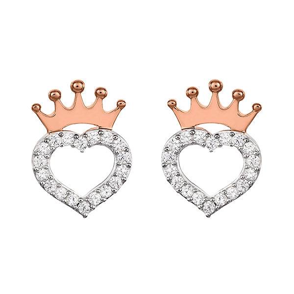 Disney Princess Sterling Silver Cubic Zirconia Heart Crown Stud Earrings - Sallyrose
