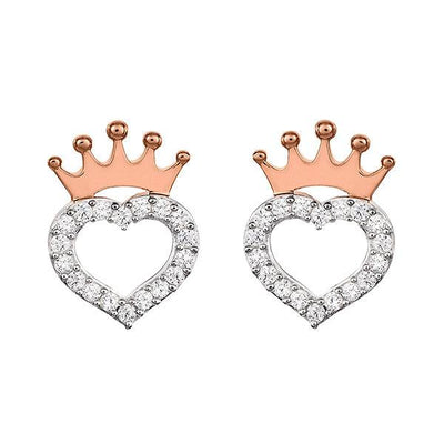 Disney Princess Sterling Silver Cubic Zirconia Heart Crown Stud Earrings - Sallyrose