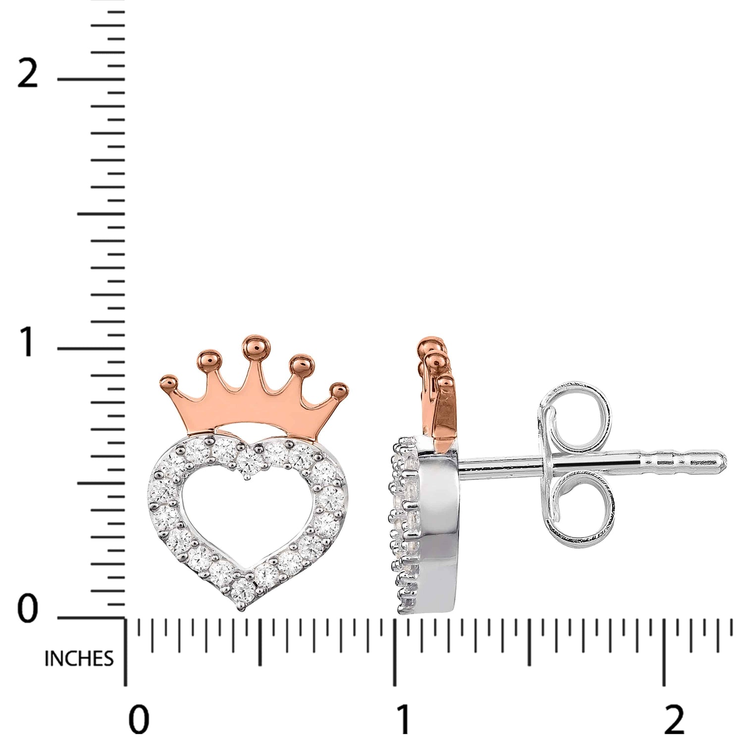 Disney Princess Sterling Silver Cubic Zirconia Heart Crown Stud Earrings - Sallyrose