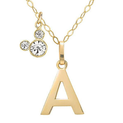 14K Gold Mickey Mouse Initial Necklace - Sallyrose