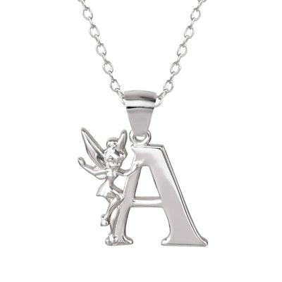 Disney Sterling Silver Tinkerbell Initial Necklace - Sallyrose