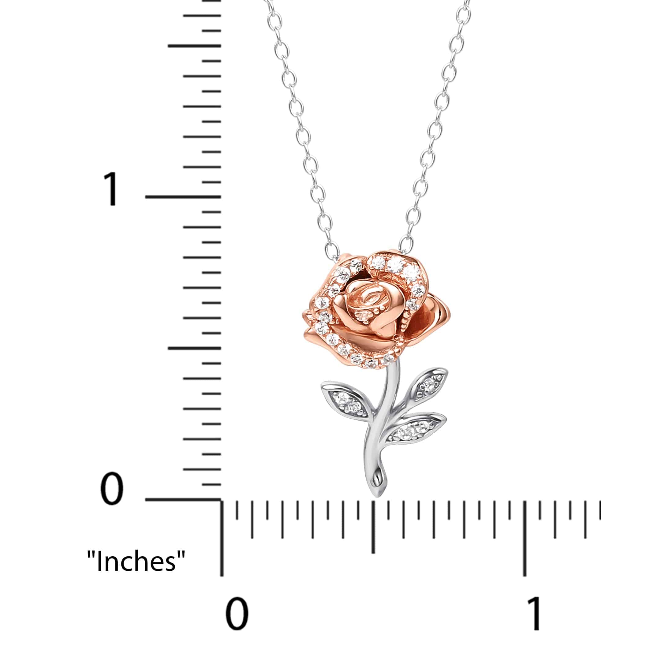 Disney Beauty and the Beast Sterling Silver Rose Necklace - Sallyrose