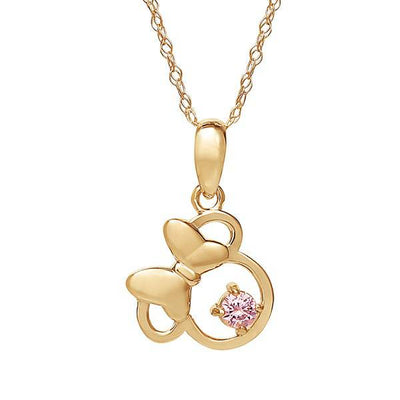 Disney Minnie Mouse 14K Gold CZ Gemstone Necklace - Sallyrose