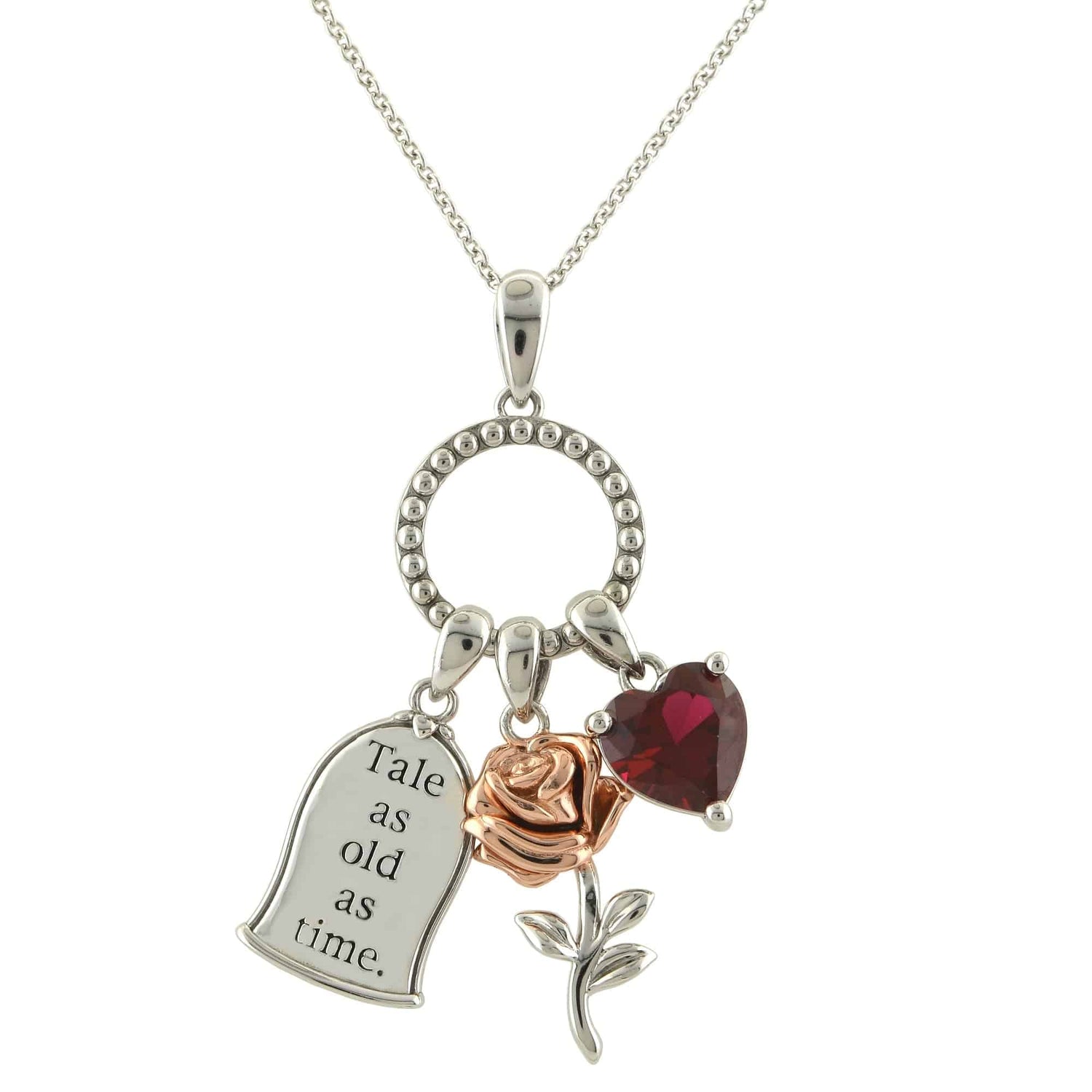 Disney Princess Beauty and the Beast Sterling Silver Charm Necklace - Sallyrose