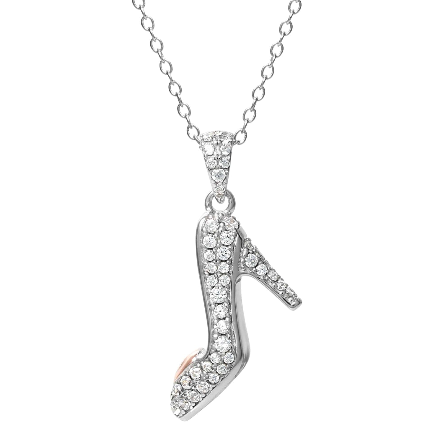 Disney Princess Cinderella Sterling Silver Cubic Zirconia Slipper Necklace - Sallyrose