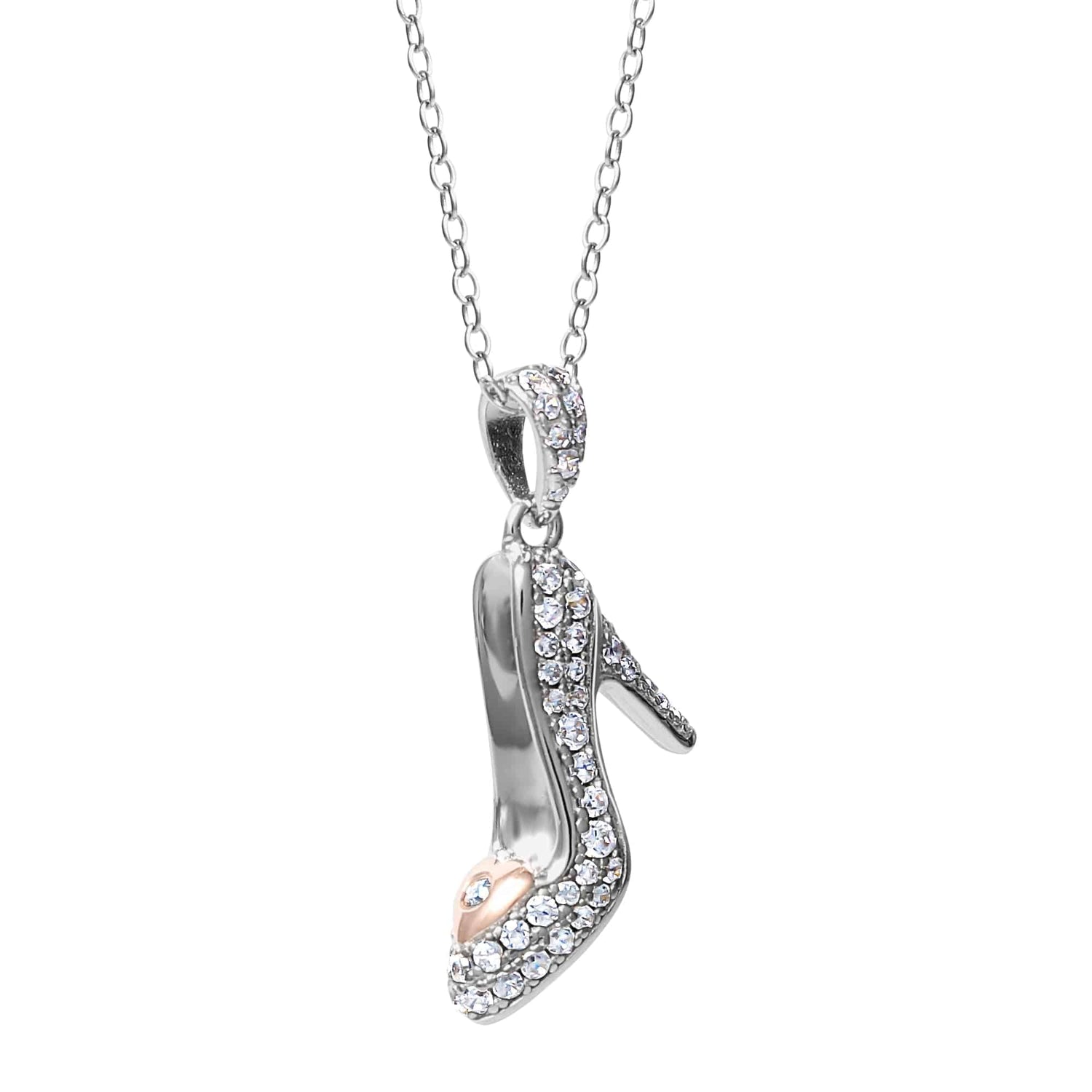 Disney Princess Cinderella Sterling Silver Cubic Zirconia Slipper Necklace - Sallyrose