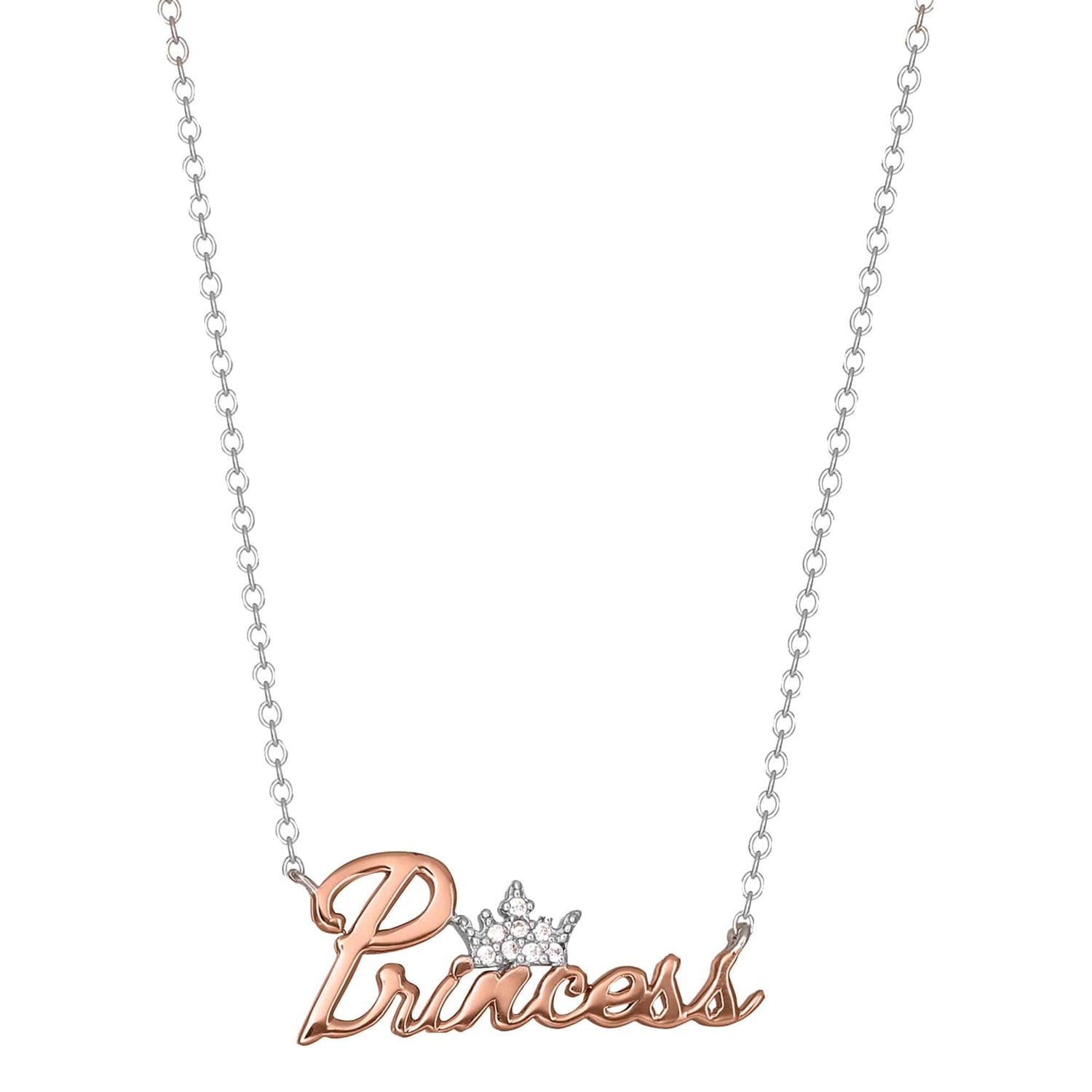 Disney Princess Sterling Silver Cubic Zirconia Crown Necklace - Sallyrose