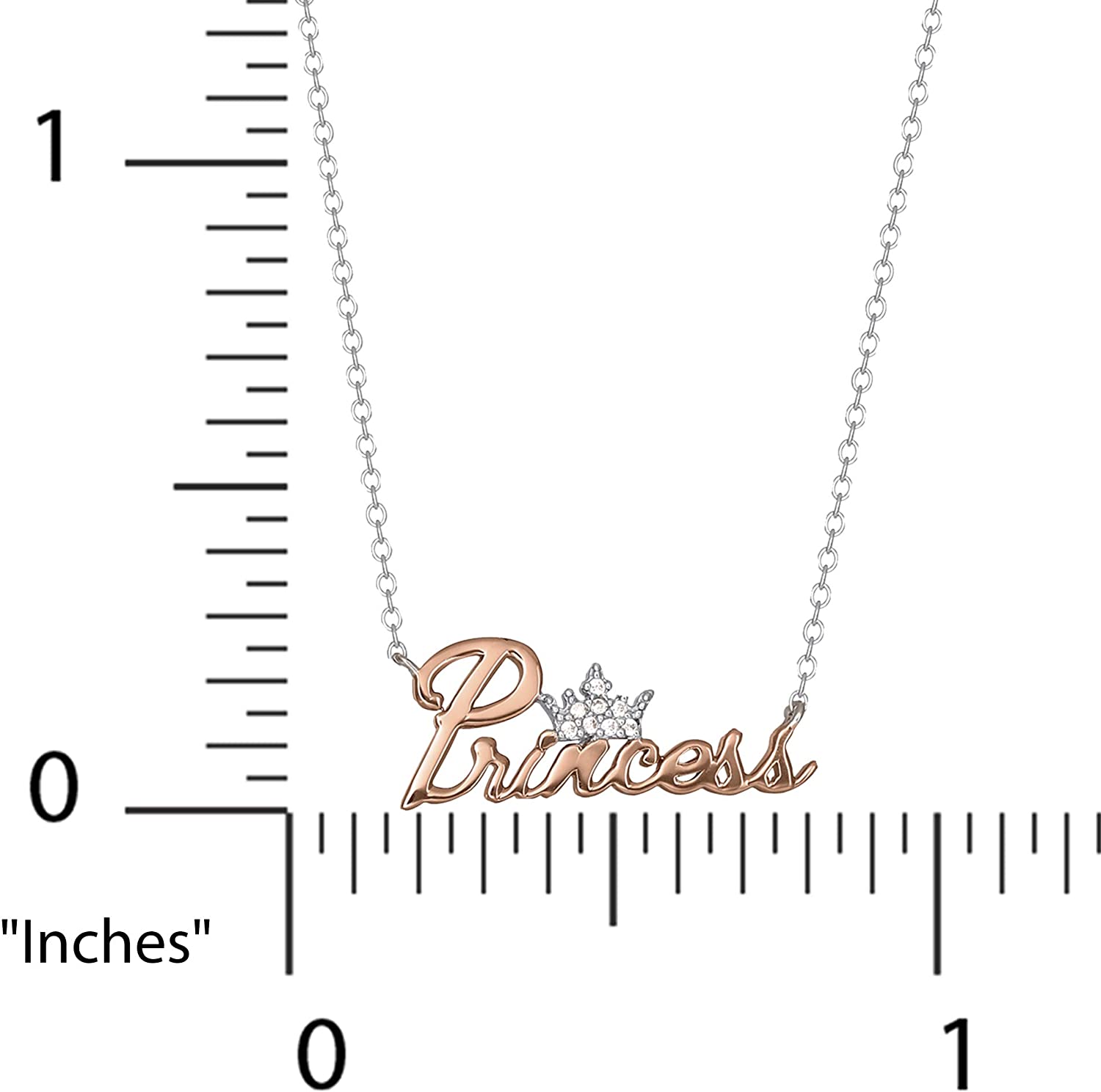 Disney Princess Sterling Silver Cubic Zirconia Crown Necklace - Sallyrose