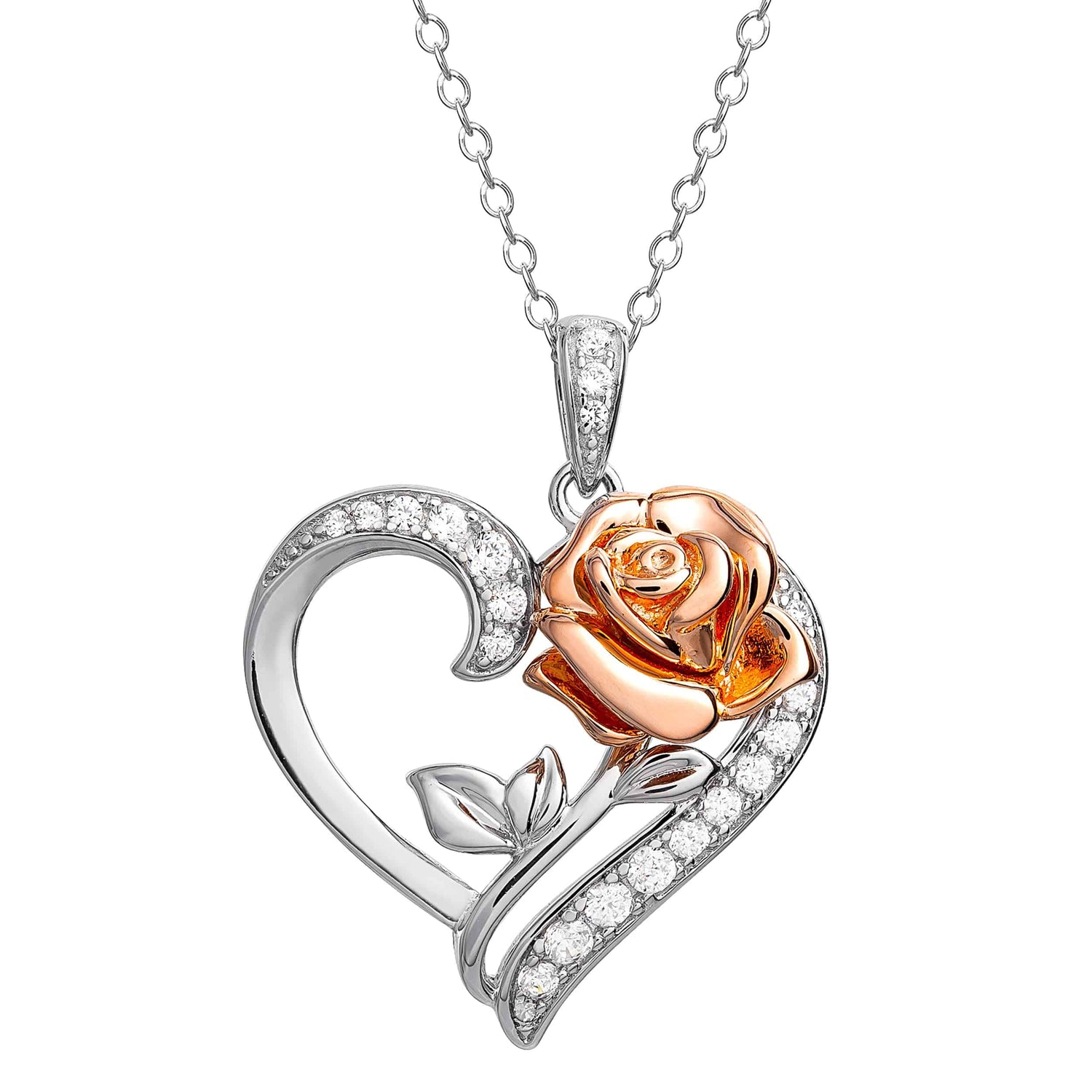 Disney Sterling Silver Rose Heart Necklace - Sallyrose