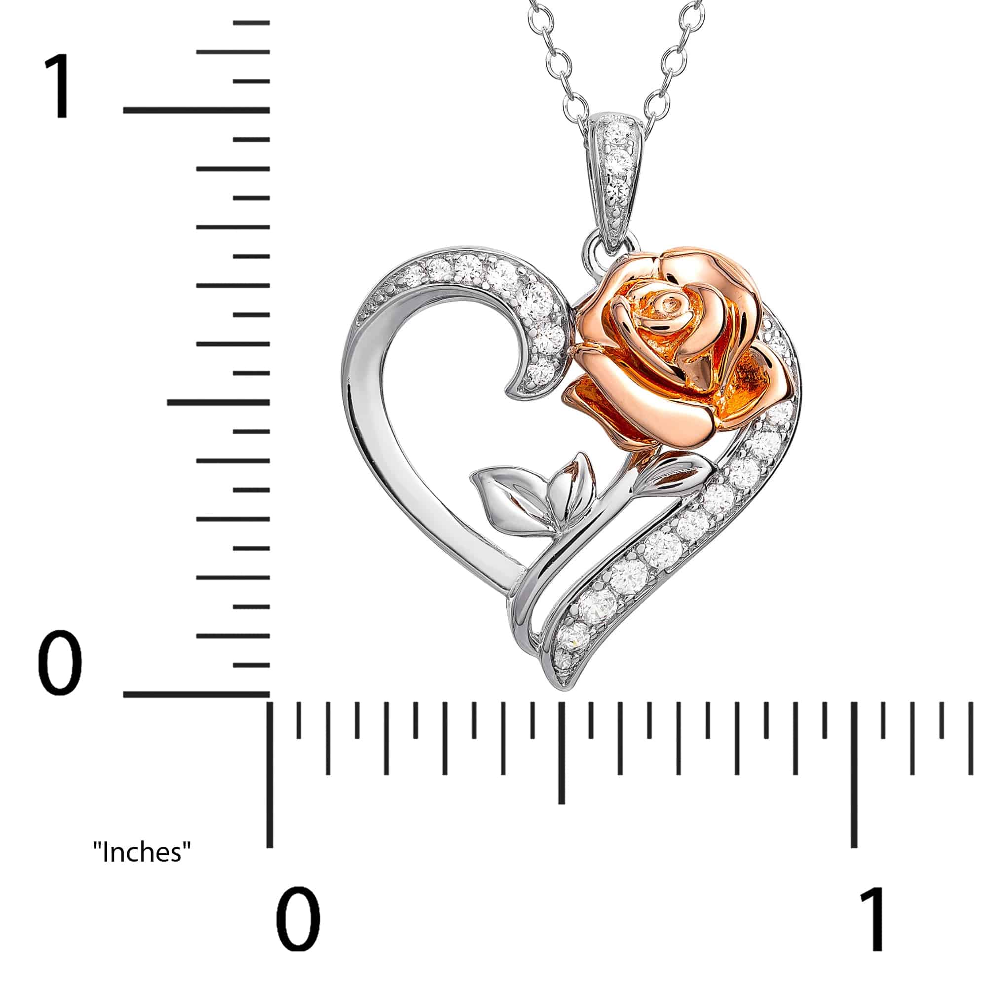 Disney Sterling Silver Rose Heart Necklace - Sallyrose