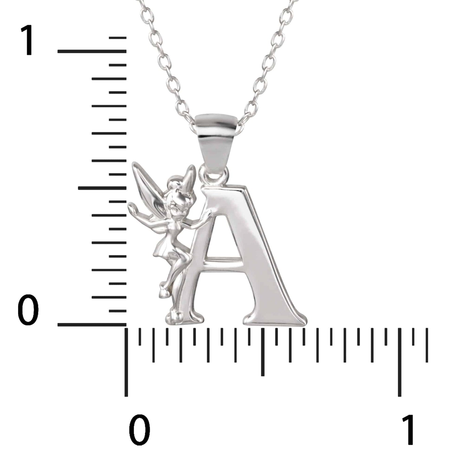 Disney Tinkerbell V initial Silver Pendant Necklace