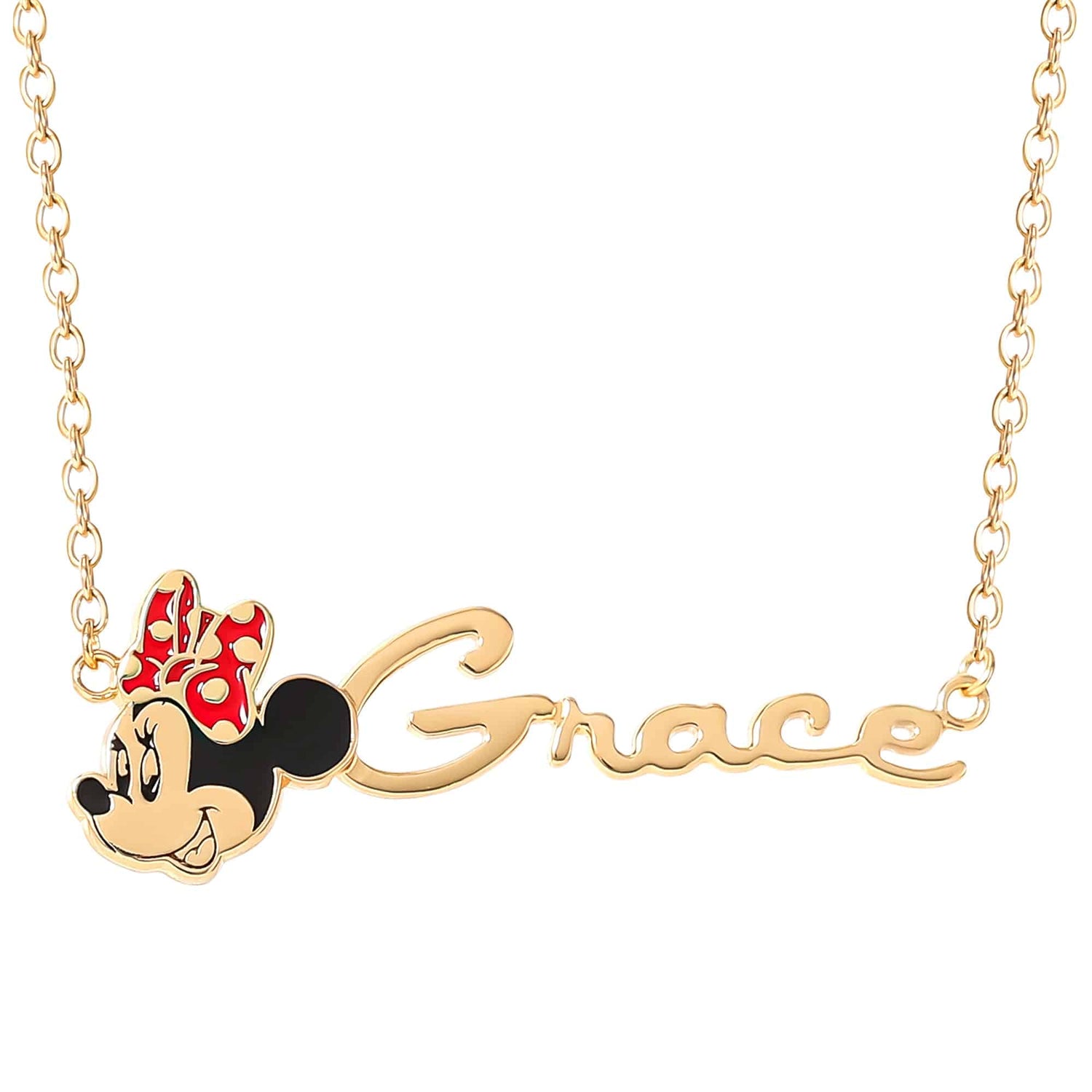 Disney Original Minnie Mouse Sterling Silver/Gold Personalized Necklace - Sallyrose