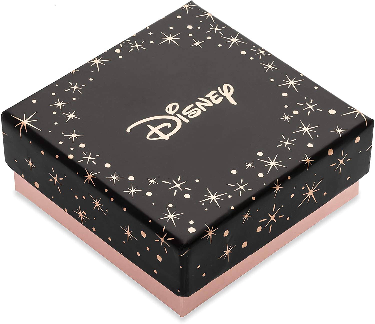 An image of a Minnie Mouse Initial Necklace being stored inside of its box