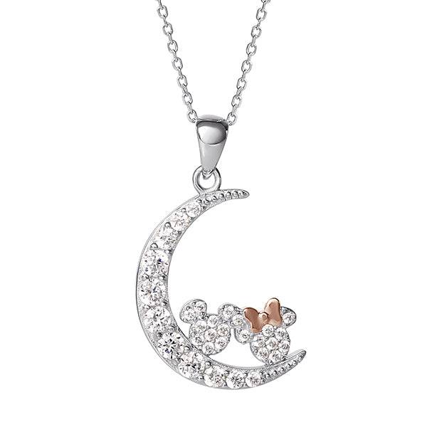 Mickey & Minnie Mouse Moon Sterling Silver Necklace - Sallyrose