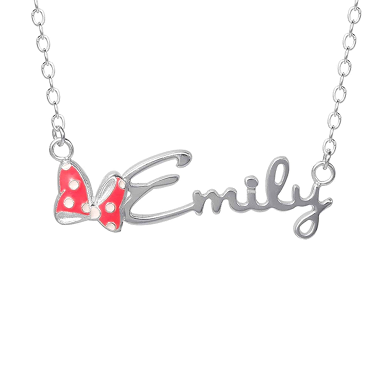 Disney Minnie Mouse Bow Sterling Silver/Gold Personalized Necklace - Sallyrose