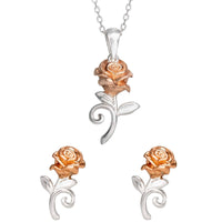 Disney Beauty and the Beast Sterling Silver Earring and Necklace Set - Sallyrose