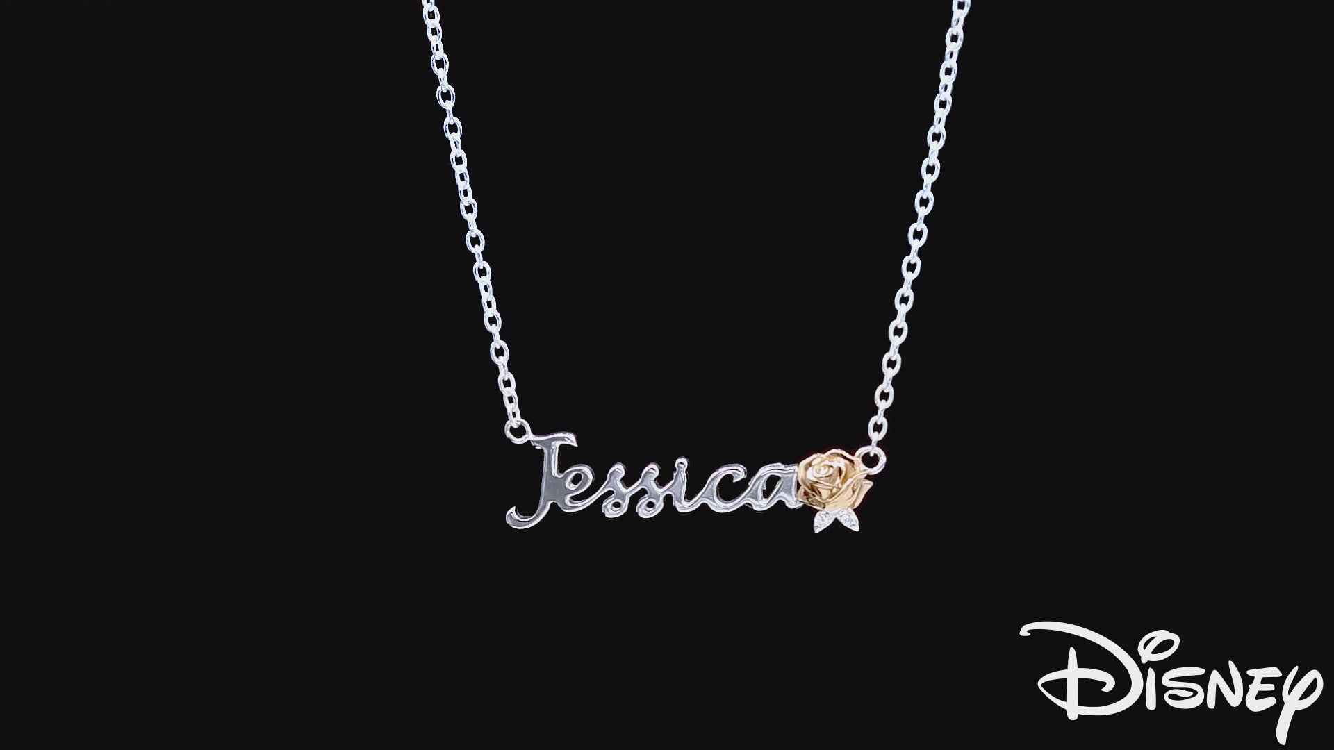 Disney Princess Beauty and the Beast Rose Custom Name Necklace