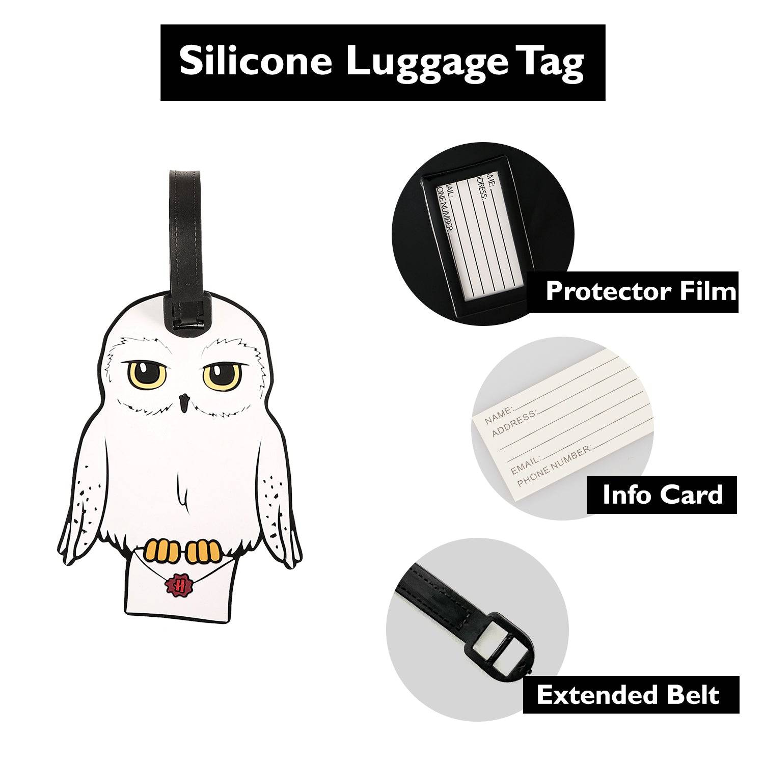 Harry Potter Hedwig The Owl and Hogwarts Express Platform 9-3/4 PVC Luggage Tags - Sallyrose