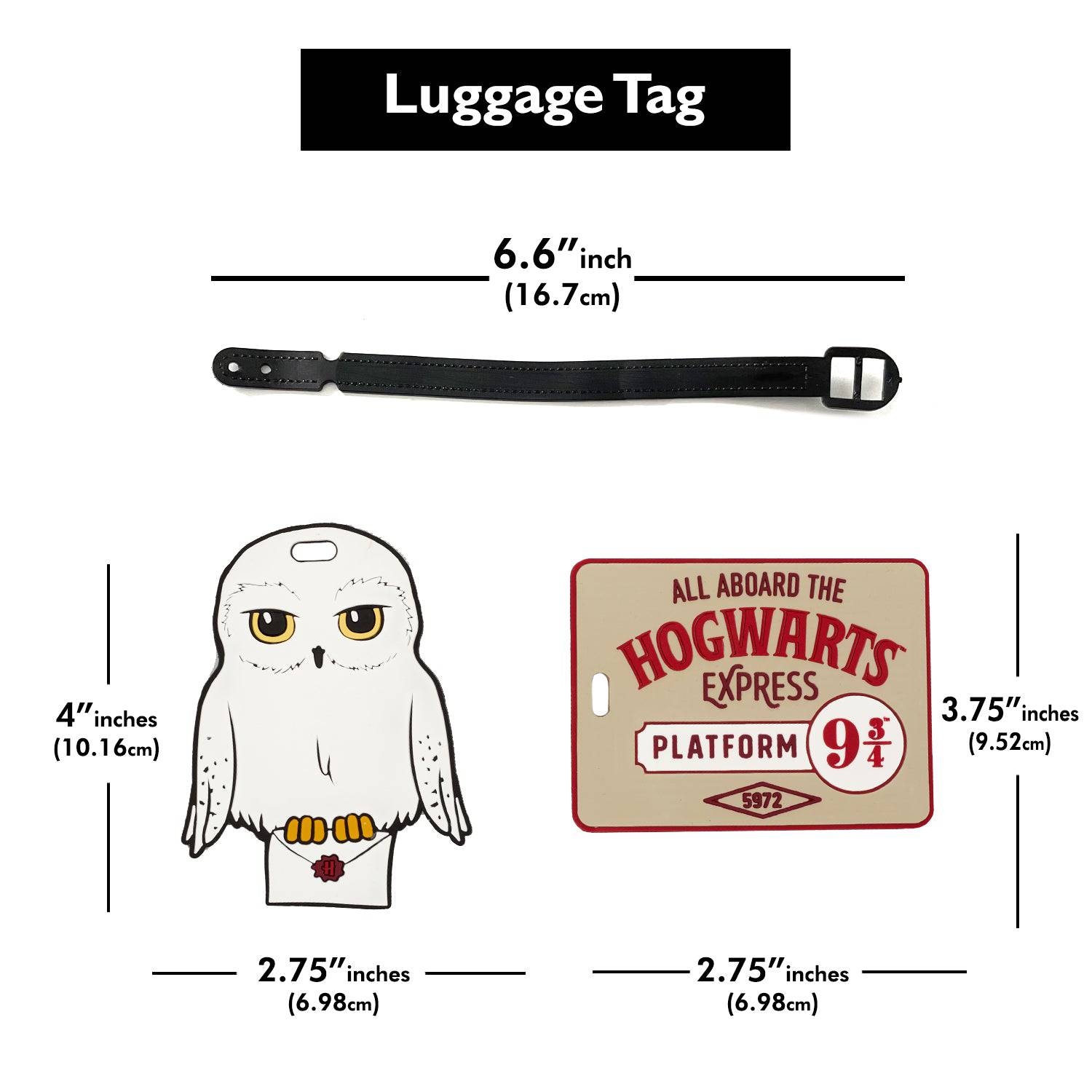 Harry Potter Hedwig The Owl and Hogwarts Express Platform 9-3/4 PVC Luggage Tags - Sallyrose