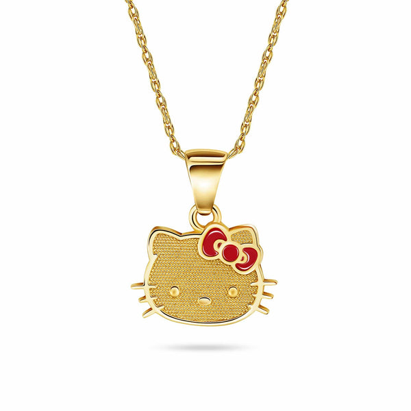 Hello Kitty 10K Yellow Gold Necklace With Enamel Bow